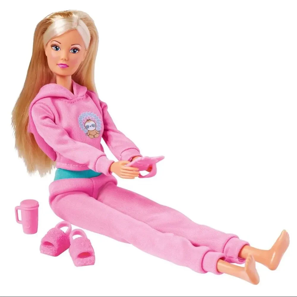 Steffi Love Relax Pop Blonde Doll Cozy Outfit Tablet Coffee Cup Play Set